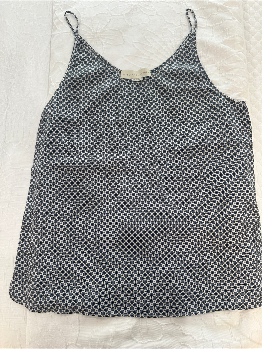 Stella McCartney Navy & White Geometric Silk Cami Top
